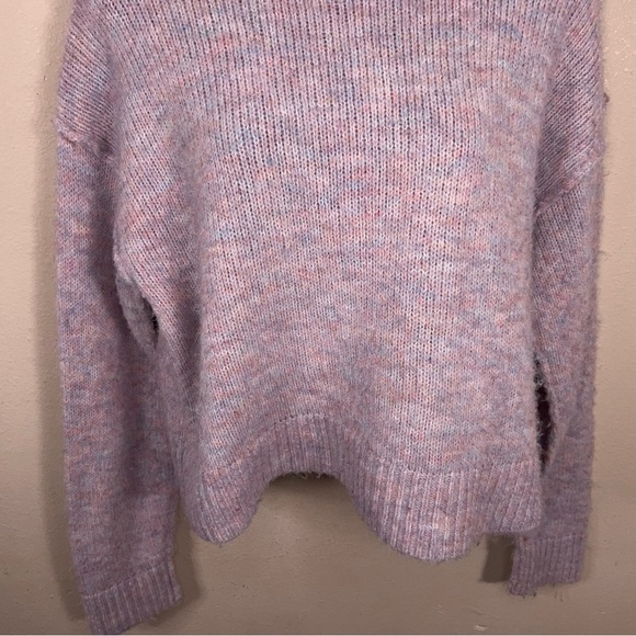 Large Jessica Simpson Pink Fuzzy Knit Cropped Sweater Long Sleeve Comfortable - Picture 5 of 13